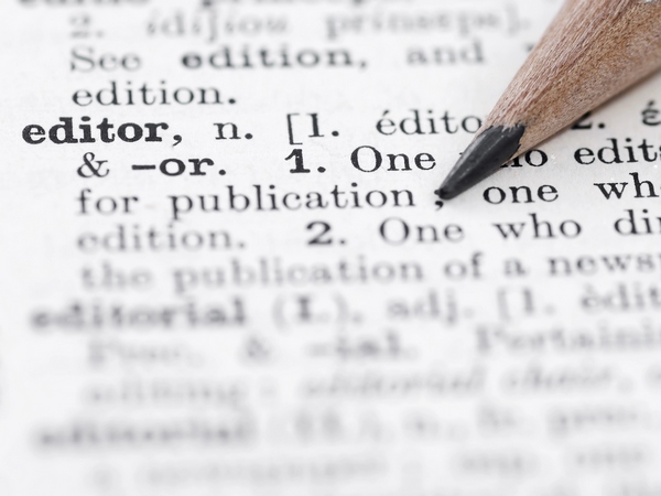 A dictionary page showing the definition of the word "editor"